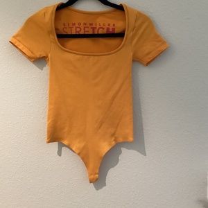 Simon Miller Stretch Orange Short Sleeve Body Suit